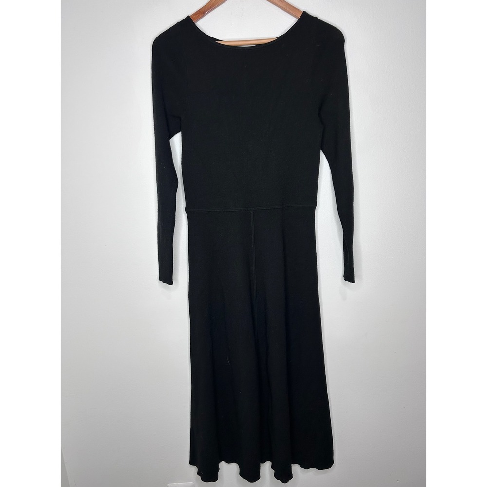 Babaton Aritzia Black Ribbed Knit Long Sleeve Dress M Fit & Flare Witchy Y2K